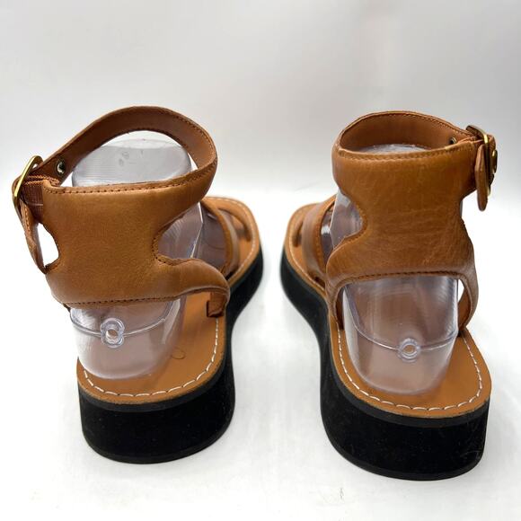 J. Crew Mallorca Platform Double-strap Leather Sandals Brown Size 7.5 - Picture 3 of 12
